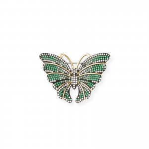 Srebrna broszka 925 Green Butterfly