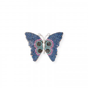 Srebrna broszka 925 Kolorowy Motyl