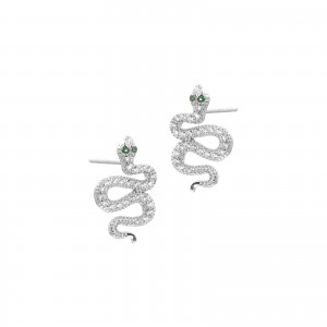 Srebrne kolczyki 925 Serpente żmija cyrkonie sztyft