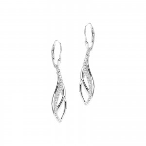 Srebrne kolczyki 925 wstęga  cyrkonia bigiel