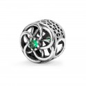 Srebrny koralik 925 Zielony Kwiat charms