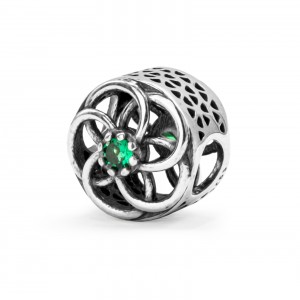 Srebrny koralik 925 Spinning Flower zielony CHARMS