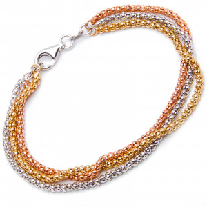 Srebrna pozłacana 925 bransoletka triple color
