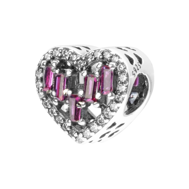 Srebrna zawieszka 925 Serce Pink Intense