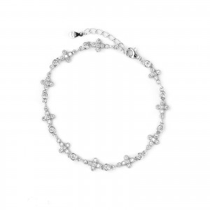 Srebrna bransoletka 925 Krzyżyk Cyrkonia