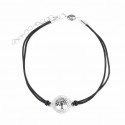 Srebrna bransoletka 925 Koniczynka Szczęścia Czarny Sznurek