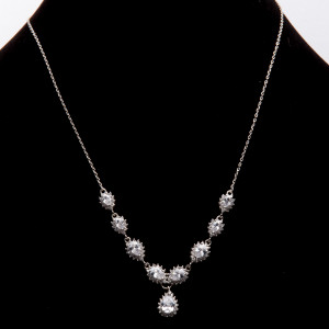 Srebrny naszyjnik białe cyrkonie