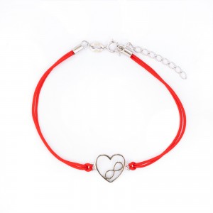 Srebrna bransoletka 925 Infinity Love Czerwony Sznurek