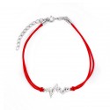 Srebrna bransoletka 925 Liść Czerwony Sznurek