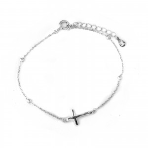 Srebrna Bransoletka 925 Krzyżyk kulki