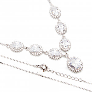 Srebrny naszyjnik białe cyrkonie