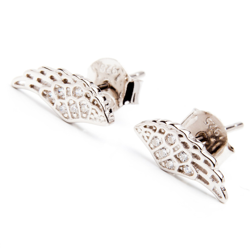 Srebrne kolczyki 925 skrzydła cyrkonie