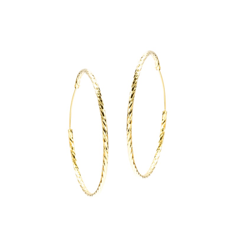 Pozłacane diamentowane kolczyki Koła 50 mm