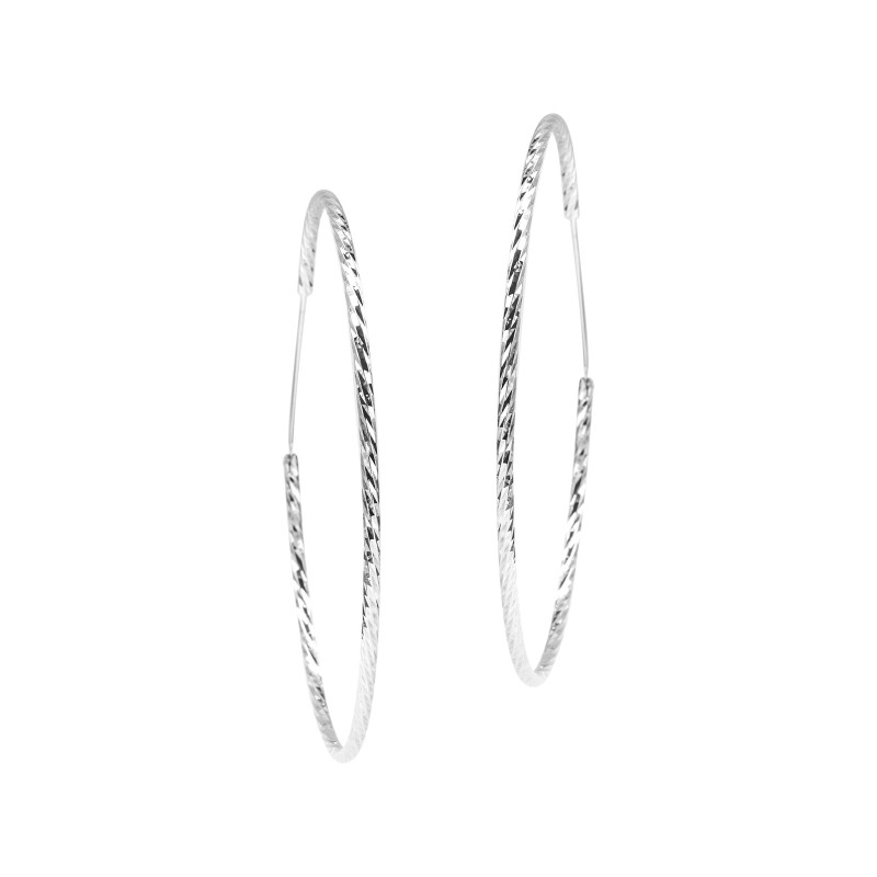 Srebrne diamentowane kolczyki Koła 75 mm