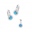 Srebrny komplet kolczyki zawieszka White Opal