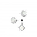 Srebrny Komplet 925 kolczyki zawieszka Biały Opal I