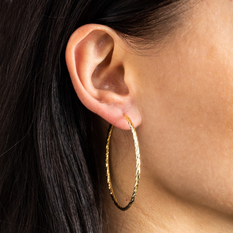 Pozłacane diamentowane kolczyki Koła 50 mm