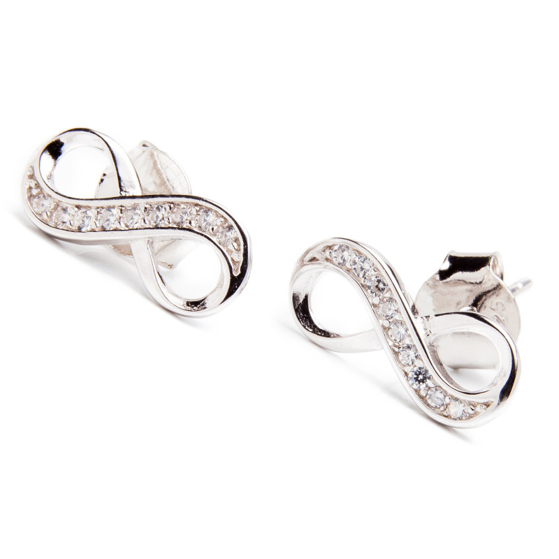 Srebrne kolczyki 925 nieskończoność cyrkonie