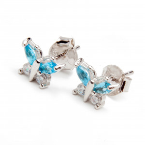 Srebrne kolczyki 925 motyl cyrkonie