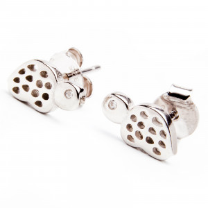 Srebrne kolczyki 925 żółw z cyrkonią