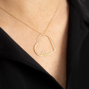 Złoty naszyjnik 585 Queen Heart