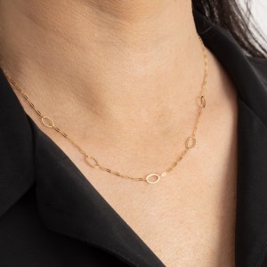 Złoty naszyjnik 585 Golden Ovals