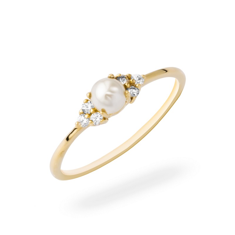 Złoty pierścionek 585 zaręczynowy 585 Pearl Light