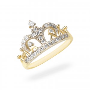 Złoty pierścionek zaręczynowy 585 Crystal Crown