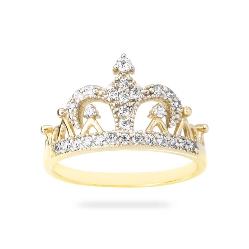 Złoty pierścionek zaręczynowy 585 Crystal Crown