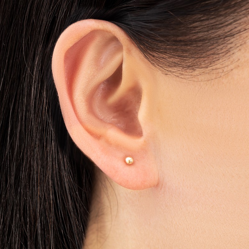 Złote kolczyki 585 kulki 3mm sztyft