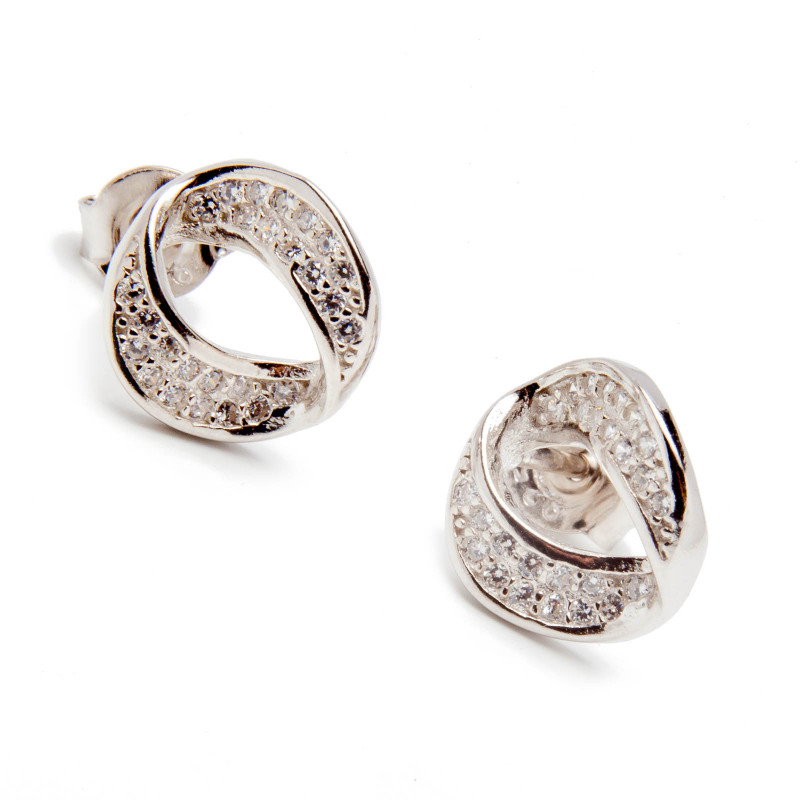 Srebrne kolczyki 925 wstęgi okręgi