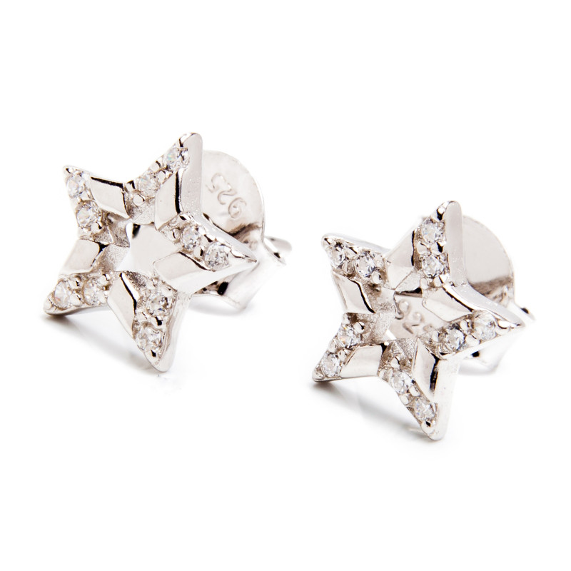 Srebrne kolczyki 925 gwiazda cyrkonie
