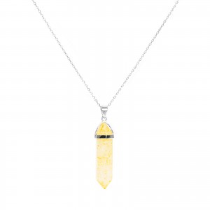 Srebrny naszyjnik 925 Szklany Kryształ Górski Żółty