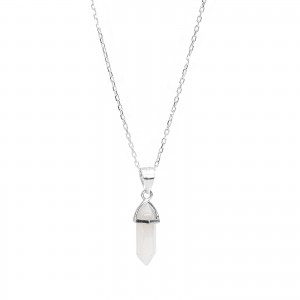 Srebrny naszyjnik 925 Szklany Kryształ Górski Biały