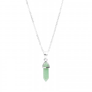 Srebrny naszyjnik 925 Szklany Kryształ Górski Green