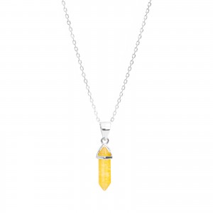 Srebrny naszyjnik 925 Szklany Kryształ Górski Yellow