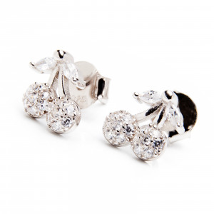 Srebrne kolczyki 925 wiśnie cyrkonie