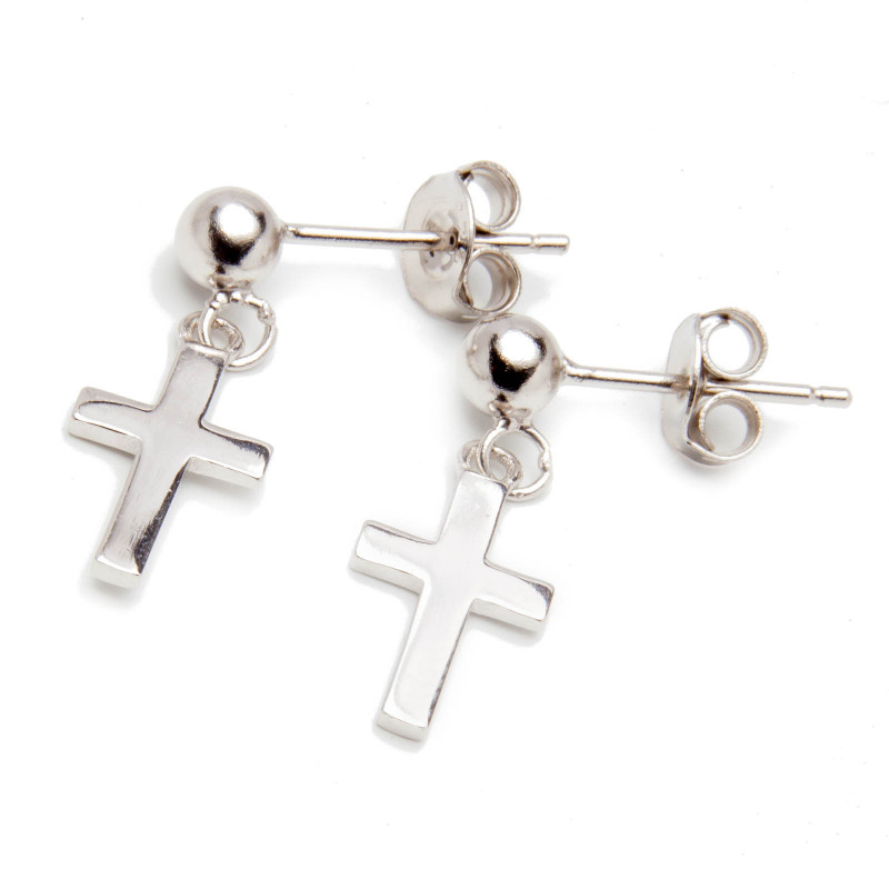 Srebrne kolczyki 925 krzyżyk