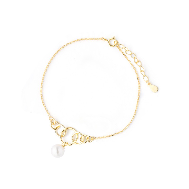 Srebrna Pozłacana bransoletka 925 La Perla Okręgi