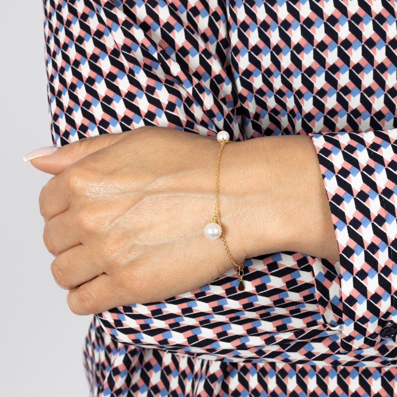 Srebrna Pozłacana bransoletka 925 La Perla Okręgi