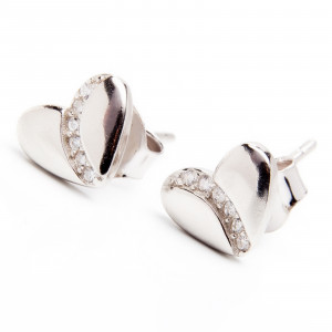 Srebrne kolczyki 925 serce cyrkonie