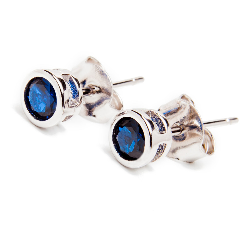 Srebrne kolczyki 925 granatowe cyrkonie 4mm