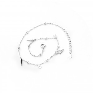 Srebrna Bransoletka na nogę 925 Błyskawica cyrkonia