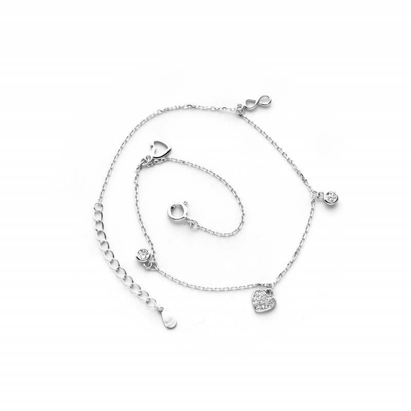 Srebrna Bransoletka na nogę 925 Forever Love