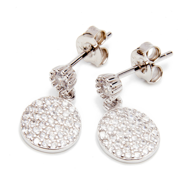 Srebrne kolczyki 925 koło białe cyrkonie