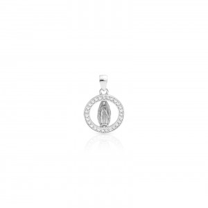 Srebrny Medalik  925 Matka Boska II okrągła
