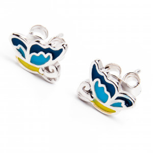 Srebrne kolczyki 925 kolorowy motyl