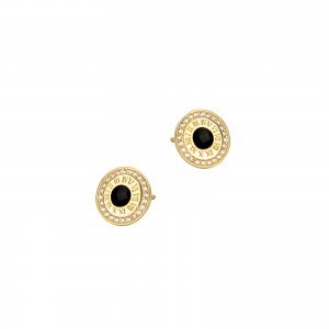 Srebrne kolczyki 925 Pozłacane Tarcza Zegara Sztyft