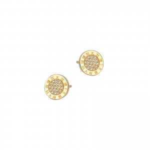 Srebrne kolczyki 925 Pozłacane Tarcza Zegara Cyrkonie