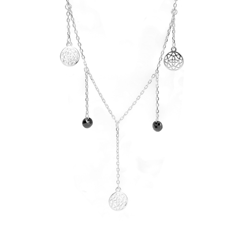 Srebrna celebrytka 925 Koła Ażur Onyks